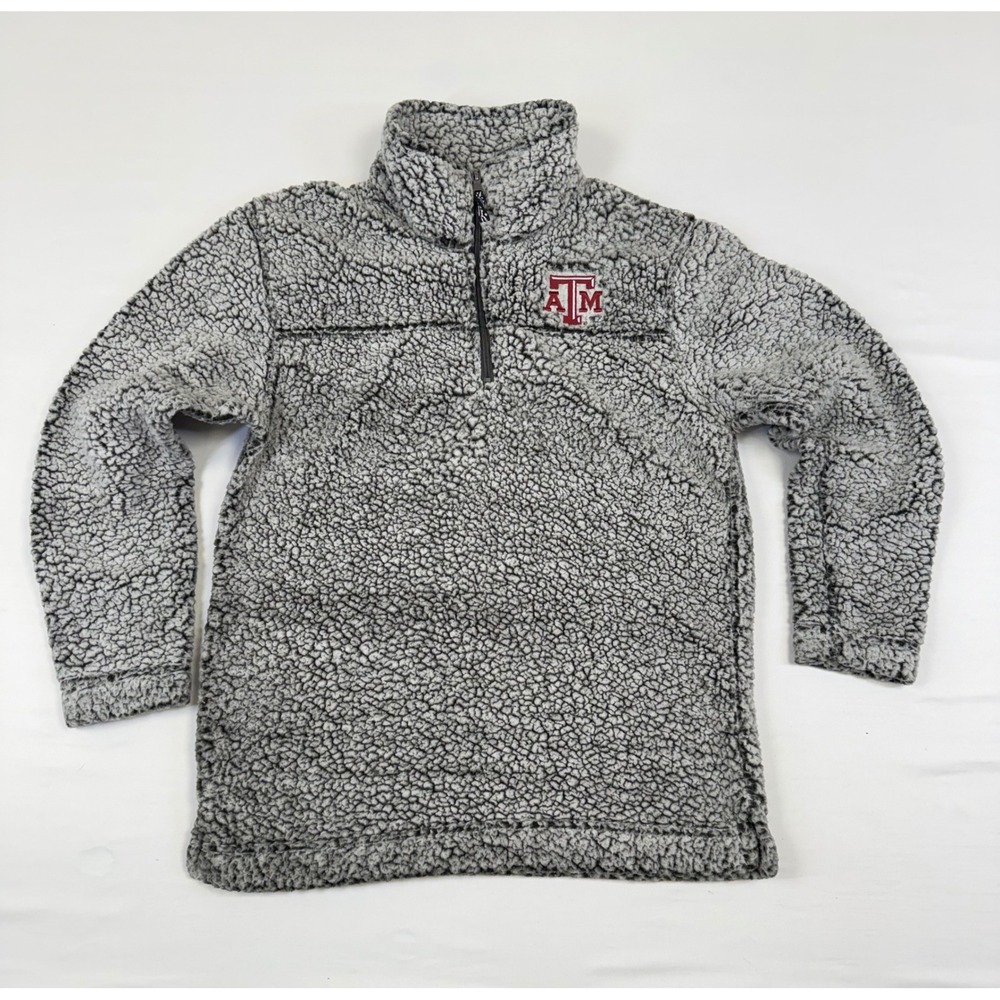 Boxercraft Texas A&M Aggies Sherpa Fleece Quarter‎ Zip Pullover Gray Mens Large